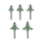8mm Shank 6Pcs Round Over Router Bit Set, Tungsten Steel Woodworking Cutter for Grooving & R Chamfering