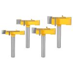 Woodworking Milling Cutters for Grooving & Bottom Trimming4 Flute T-Slot Router Bit 4Pcs Set, 6mm & 1/4" Shank