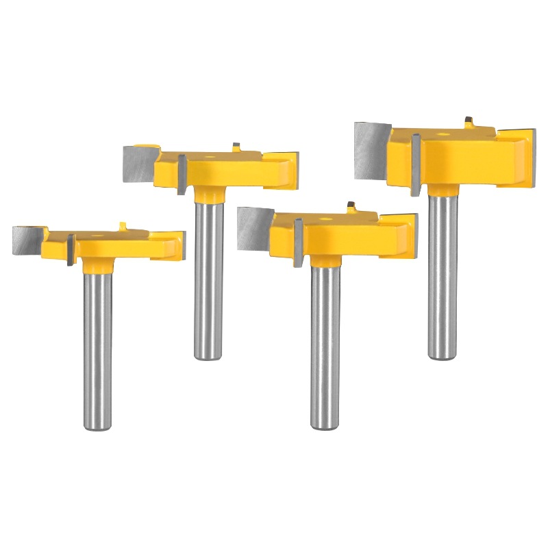 O1CN01BDLts41gpzArrkTnn_!!2216239184192-0-cib Woodworking Milling Cutters for Grooving & Bottom Trimming4 Flute T-Slot Router Bit 4Pcs Set, 6mm & 1/4" Shank - Image 1