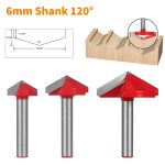 6 Shank V-Type Woodworking Router Bits, 60 to 150 Degree 3D Engraving Cutters for Panel Folding & Milling - Image 2