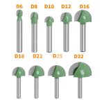 Round head woodworking router bit 6‑millimeter shank, round nose bits for wood semicircle lace relief engraving