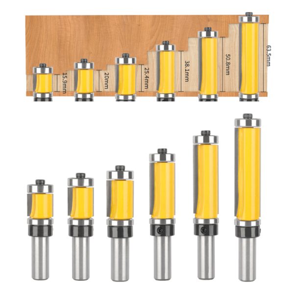 Top‑bottom double bearing profile‑copying double‑flute straight woodworking router bit for palm router wood trimmer