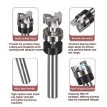 3‑Flute Straight Spiral Router Bit, Tungsten Carbide Bearing Woodworking Cutter for Precision Edge Trimming - Image 3