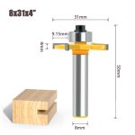 4 flute ball bearing T-slot router bit, 8mm shank solid carbide wood grooving cutter