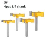 Woodworking Milling Cutters for Grooving & Bottom Trimming4 Flute T-Slot Router Bit 4Pcs Set, 6mm & 1/4" Shank - Image 2
