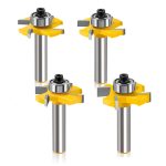 8mm Shank 4 Teeth T Type Router Bit with Ball Bearing, Solid Carbide Wood Groove Slotting Cutter