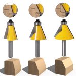 8mm Shank Coated Bevel Router Bit 3‑Pcs Set, 15° 22.5° 30° Woodworking Chamfer Tool for Milling Machine
