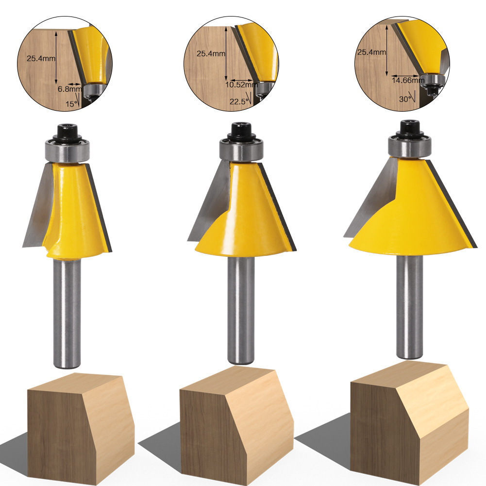 O1CN01q56iPB1gpzAx3wVL3_!!2216239184192-0-cib 8mm Shank Coated Bevel Router Bit 3‑Pcs Set, 15° 22.5° 30° Woodworking Chamfer Tool for Milling Machine - Image 1