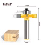 Four Flute Ball Bearing T-Slot Wood Router Bit, 8 Shank T-slotting Carbide Bit for Wood Trimming & Grooving