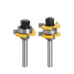 Tungsten Carbide 8-Shank 3-Tooth T-Type Tenon Router Bit, 3 Edge Panel Splice Cutter for Wood Floor Processing