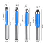 Bearing guided double‑flute straight spindle cutter 8mm shank for wood workpiece edge trimming workshop tool