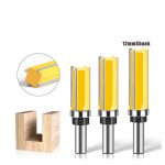 4‑teeth carbide bearing straight router bit set for wood profile copy and grooving workshop processing