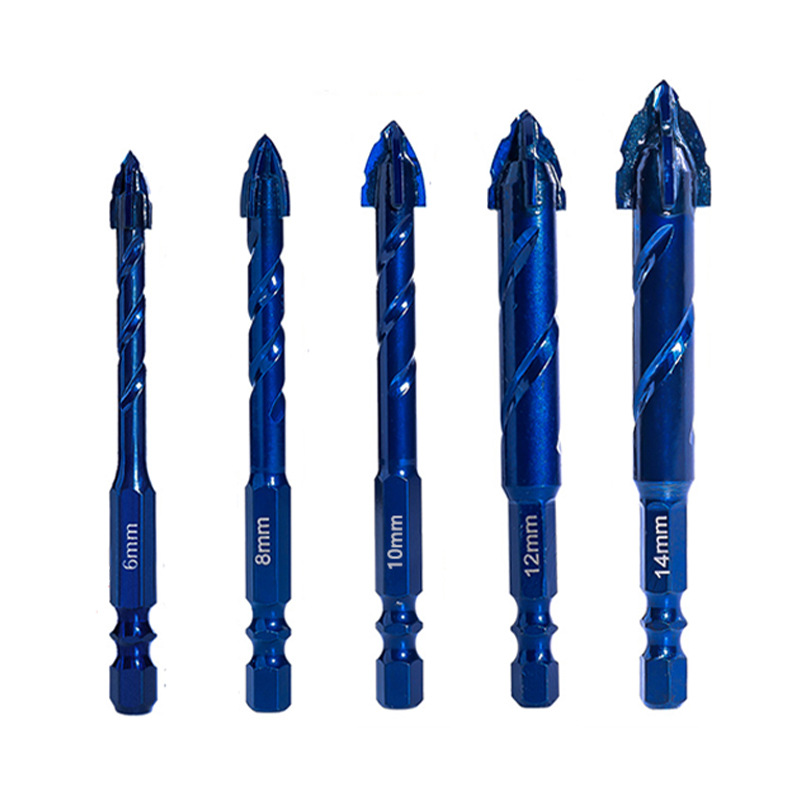 Serrated tip triangle drill, staggered flute design for fast hole cutting on ceramic tile and glass (1) Staggered Flute Triangle Drill Bit, Sharp Wear-resistant Serrated Drill for Tile & Glass Drilling - Image 1