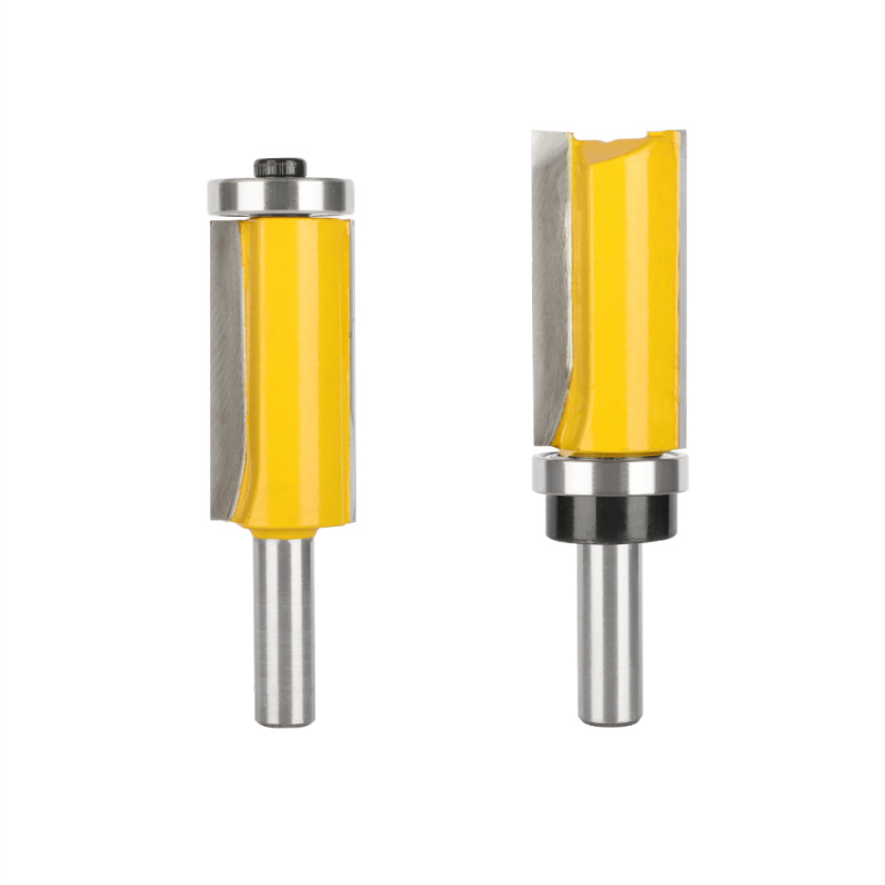 Single bearing carbide flush trim router bit set template following wood grooving trimming cutter (2) Bearing Trimmer Bit Set, Single Bearing Carbide Router Bits, Template Grooving & Trimming Woodworking Cutters - Image 1