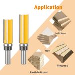 Carbide bearing guided wood router bit set for profile copy trimming and grooving wood workpiece
