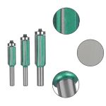 Carbide single bearing guided router bit set for profile copy grooving and wood edge trimming