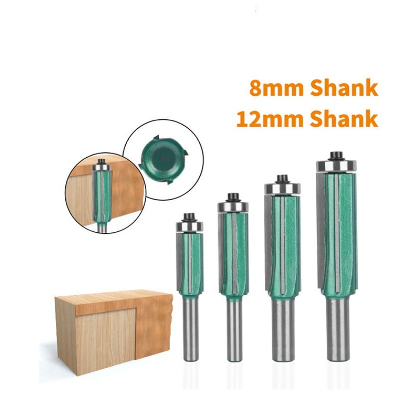Single‑bearing carbide trimming router bit set profile‑copying grooving trimming woodworking router bit (2) Carbide single bearing guided router bit set for profile copy grooving and wood edge trimming