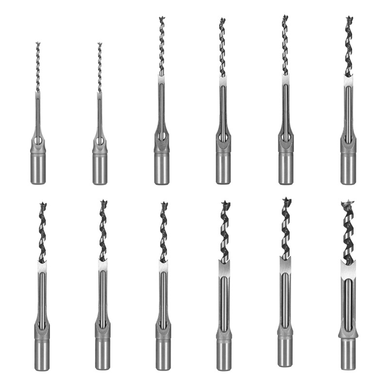 Square mortising chisel set, salad drill for wood square tenon joint and woodworking hole cutting (3) Woodworking Square Mortise Drill Set, Square Eye Salad Drill for Tenon and Lock Hole Machining - Image 1