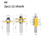 3Pcs Glue Joint Router Bit Set, 3-Tooth T-Type & Bevel Tooth Splice Joint Bit, Flooring Woodworking Router Bit - Image 3