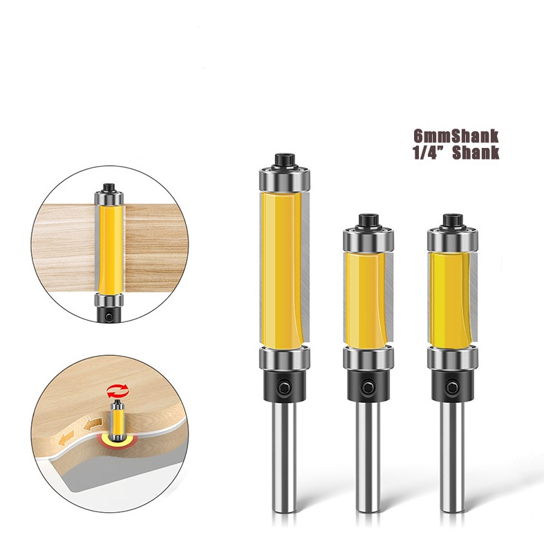 Top‑bottom double bearing double flute carbide trimming woodworking router bit for palm router wood trimmer (1) Top‑bottom double bearing double flute carbide trimming woodworking router bit for palm router wood trimmer