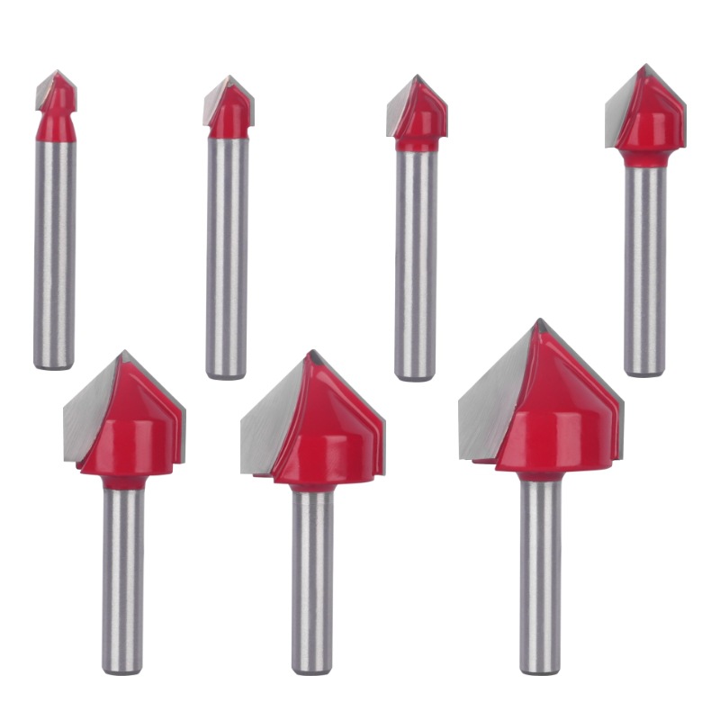 Tungsten Carbide 90 Degree V Woodworking Router Bit with 14 Shank, 3D Engraving Cutter for Aluminum Composite Board Grooving (1) Tungsten Carbide 90 Degree V Woodworking Router Bit with 1/4 Shank, 3D Engraving Cutter for Aluminum Composite Board Grooving - Image 1
