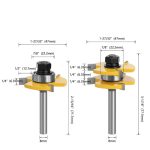 Tungsten carbide 45° 3-tooth T-type tenon wood router bit for panel splicing and right angle line processing - Image 2