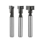 Black Keyhole Wood Router Bit 3-Piece Kit, T-Slot Milling Cutter for Wood Frame Hanging Slot Machining