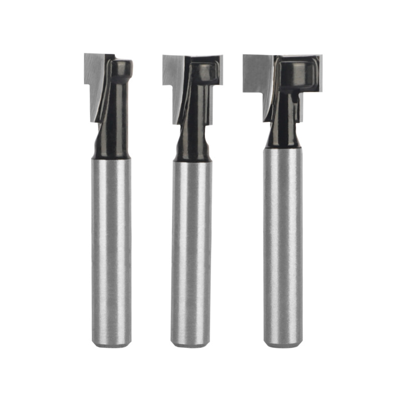 Woodworking black keyhole milling cutter kit, T slot router bit for frame hanging slot cutting (1) Black Keyhole Wood Router Bit 3-Piece Kit, T-Slot Milling Cutter for Wood Frame Hanging Slot Machining - Image 1