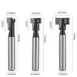Black Keyhole Wood Router Bit 3-Piece Kit, T-Slot Milling Cutter for Wood Frame Hanging Slot Machining - Image 2