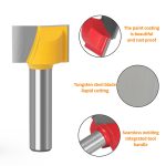 Router bit maintenance view of a bottom cleaning cutter and coatings