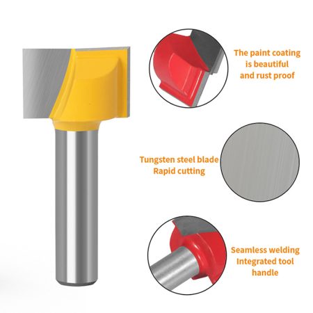 Router bit maintenance view of a bottom cleaning cutter and coatings