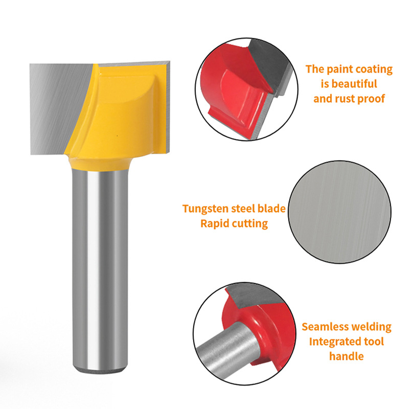 Router bit maintenance view of a bottom cleaning cutter and coatings