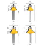 Yellow Coated 8-Shank Roundover Bit Kit, Wood Radius Edge Chamfer Router Bit for Wood Trimmer - Image 3
