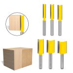 Woodworking Straight Router Bit 6Pcs Kit, Yellow Coated Double Flute Bits for Wood Milling and Engraving Machine