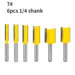 Woodworking Straight Router Bit 6Pcs Kit, Yellow Coated Double Flute Bits for Wood Milling and Engraving Machine - Image 2