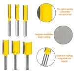 Woodworking Straight Router Bit 6Pcs Kit, Yellow Coated Double Flute Bits for Wood Milling and Engraving Machine - Image 3