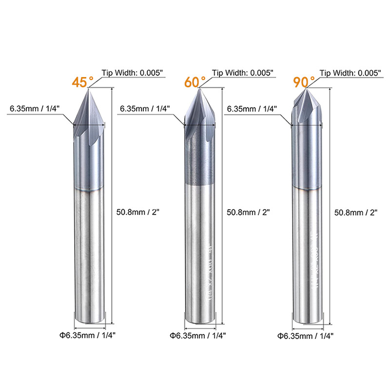 Wholesale router bits with size and angle markings stamped on shanks