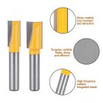8mm shank bottom cleaning router bit set, 4pcs slotting, lock hole and flat bottom cutting tools for woodworking, CNC engraving and surface milling