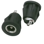 DC-022D Snap-on Power Socket with Waterproof Cap and Terminal, Solid Copper High Current, Black 5.5*2.5mm Pin